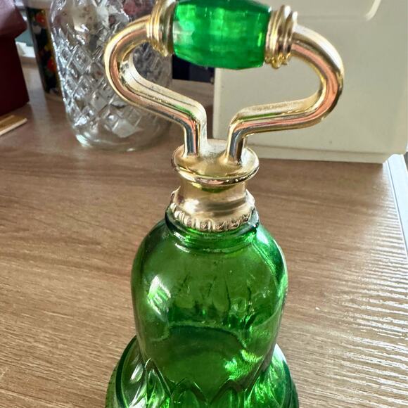 Vintage 1976 Avon Green Glass Bell Bottle – Holiday Décor & Collectible - Picture 1 of 9